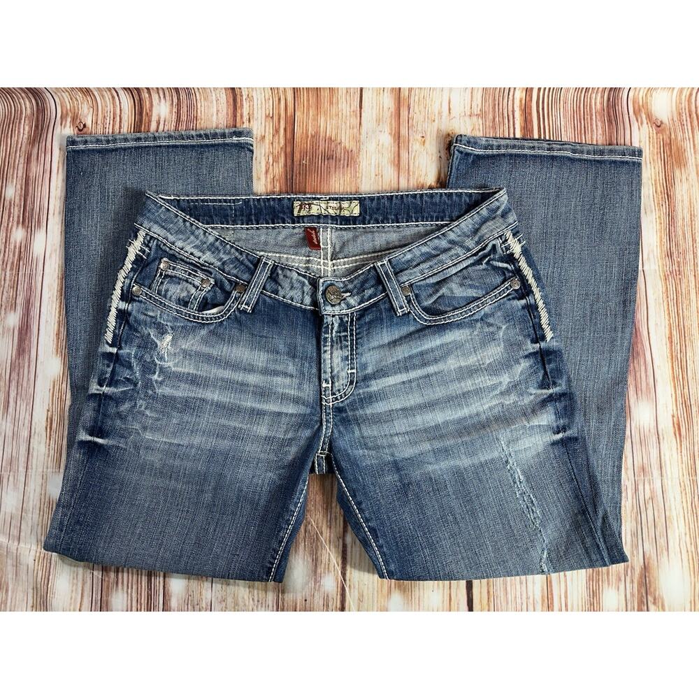 BKE Buckle STELLA Women Size 29 Blue Low Rise Crop Capri Jeans Denim Pants 31x25 - Picture 3 of 11